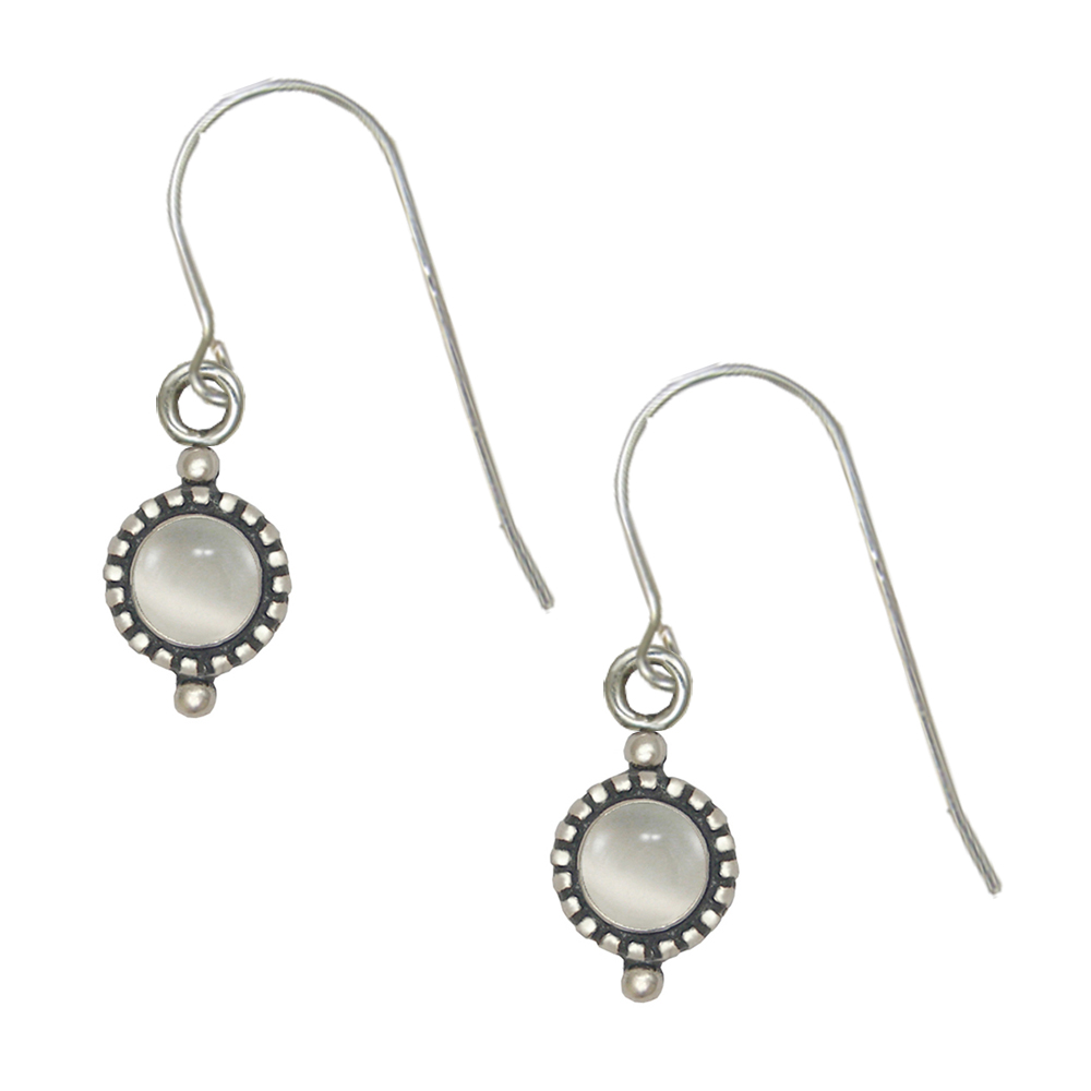 Sterling Silver White Moonstone Gemstone Drop Dangle Earrings